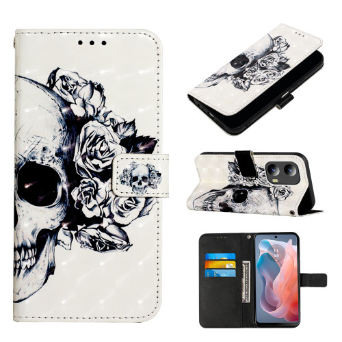 Moto G 5G 2024 3D Painting Horizontal Flip Leather Phone Case - Skull